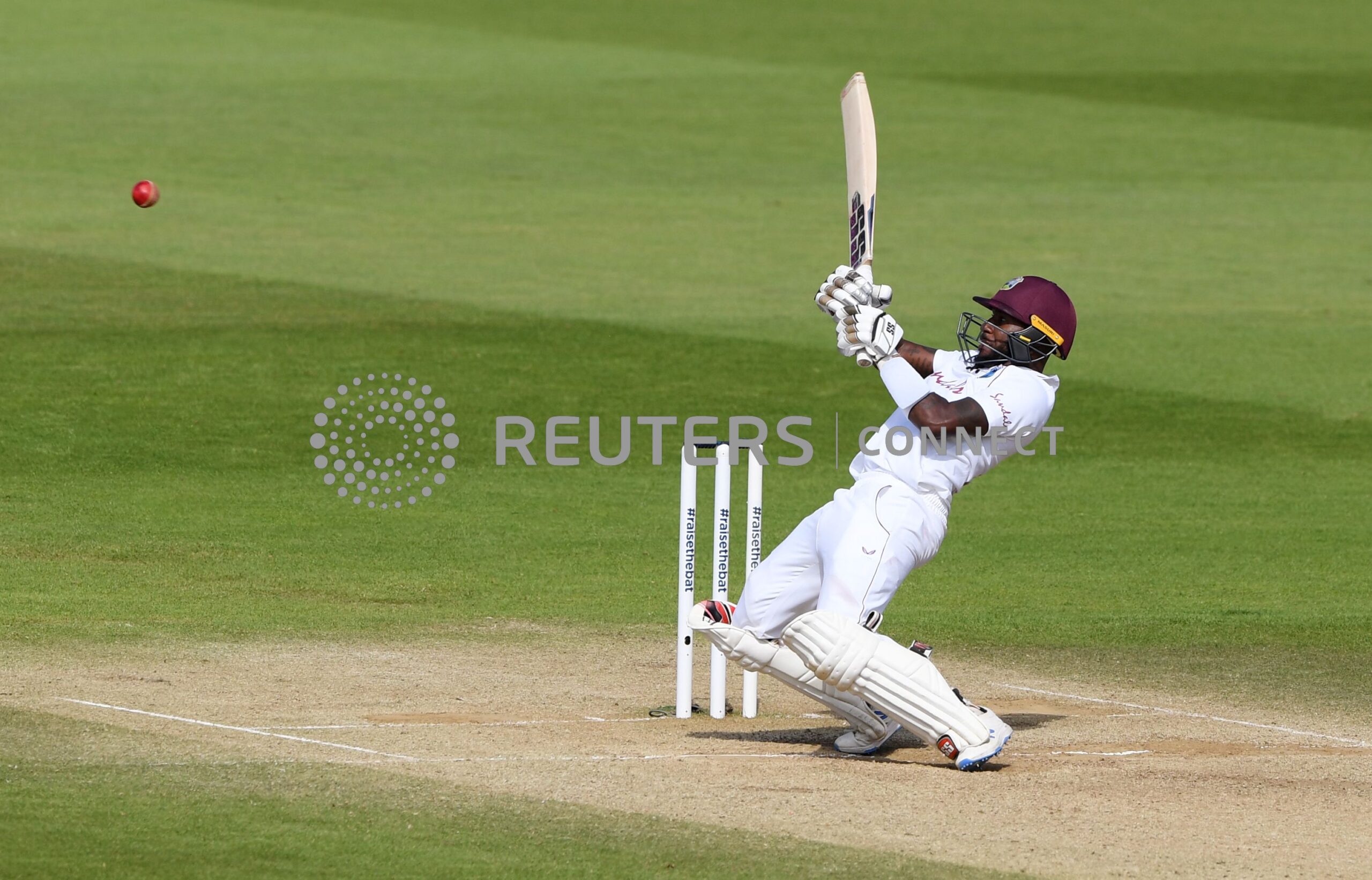 Cricket - First Test - England v West Indies - Rose Bowl Cricket Stadium, Southampton, Britain - July 12, 2020   West Indies' Jermaine Blackwood in action, as play resumes behind closed doors following the outbreak of the coronavirus disease (COVID-19)   Mike Hewitt/Pool via REUTERS