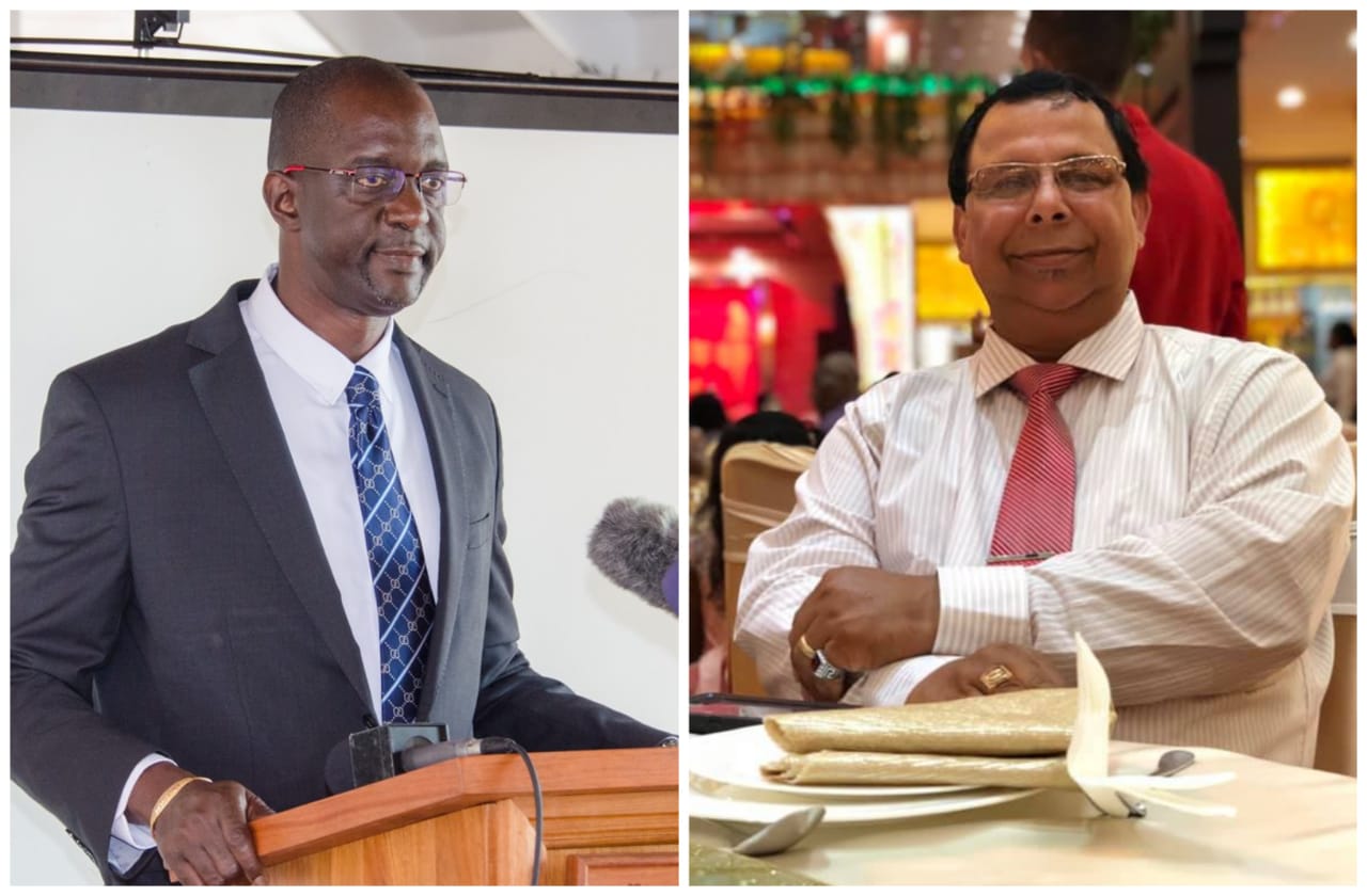 Guyana Lands and Surveys Commissioner (GLSC) Commissioner, Trevor Benn and Commissioner (ag) Enrique Monize