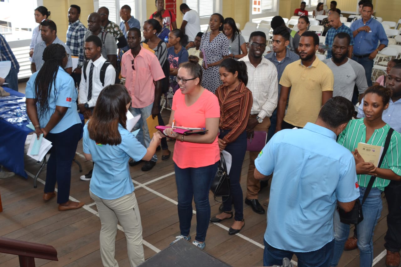 Some of the dozens of Guyanese who turned up seeking jobs with oil and gas company Schlumberger last year (DPI photo)