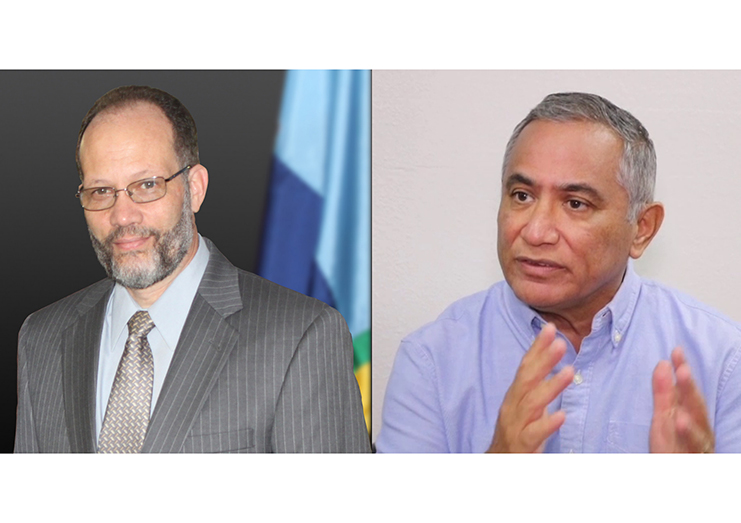 CARICOM Secretary-General Ambassador Irwin LaRocque (left) and newly elected Prime Minister of Belize, John Briceño. (CARICOM)