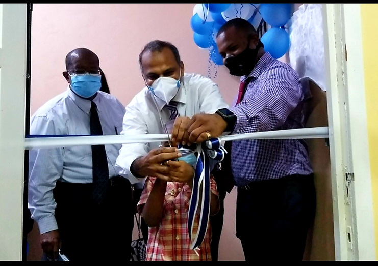 Minister of Health, Dr. Frank Anthony at the commissioning of the Dialysis Centre.