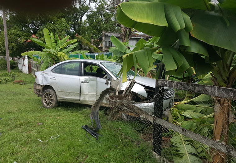  Crashed car from whose trunk the illicit  drugs were allegedly removed