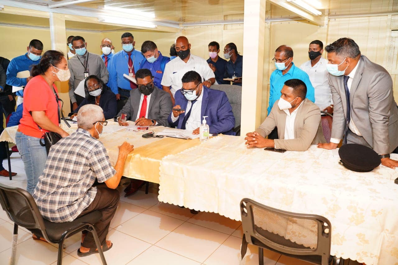 President Irfaan Ali and team during a presidential outreach in Region Two (OP)