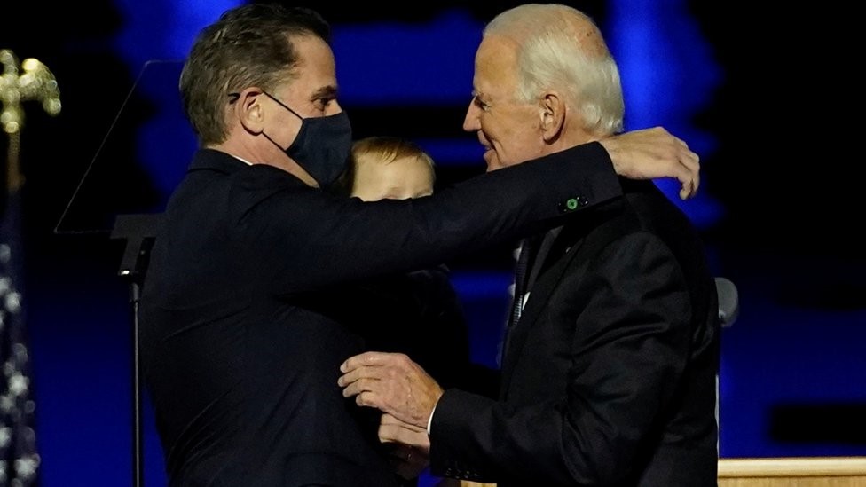 Joe Biden (right) is "deeply proud" of Hunter Biden (left), the president-elect's transition team says. (Reuters)