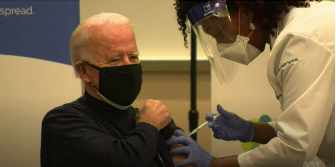 Joe Biden receives Covid-19 vaccine (grabbed from ABC.net video)