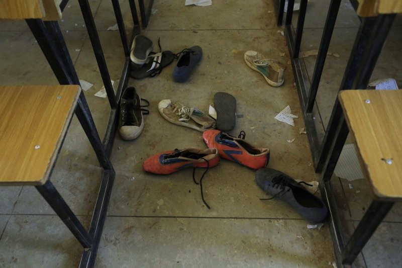 Shoes of the kidnapped students from Government Science Secondary School are seen inside their class room Kankara, Nigeria, Wednesday, Dec. 16, 2020. (AP Photo/Sunday Alamba)