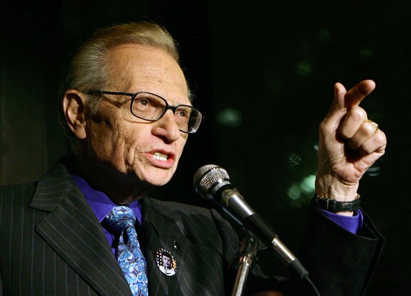 FILE - In this April 18, 2007 file photo, Larry King speaks to guests at a party held by CNN, celebrating King's fifty years of broadcasting in New York. King, who interviewed presidents, movie stars and ordinary Joes during a half-century in broadcasting, has died at age 87. Ora Media, the studio and network he co-founded, tweeted that King died Saturday, Jan. 23, 2021 morning at Cedars-Sinai Medical Center in Los Angeles. ( AP Photo/Stuart Ramson, File)