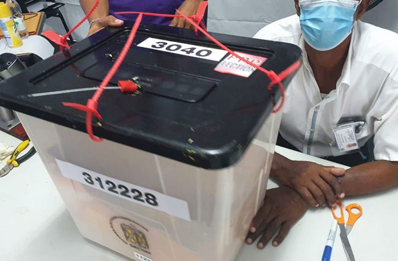 FILE Photo: One of the ballot boxes that processed during the National Recount which was conducted at the Arthur Chung Conference Centre