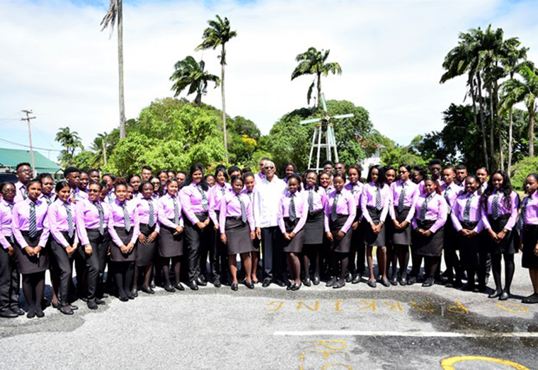 File Photo: President David Granger and the Bertram Collins College of the Public Service’s graduating class of 2017