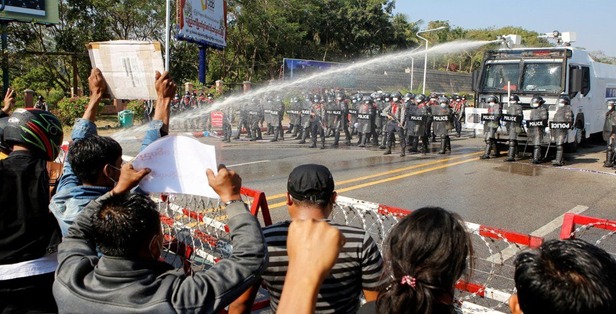 REUTERS: Water cannon was deployed against protesters for a second day