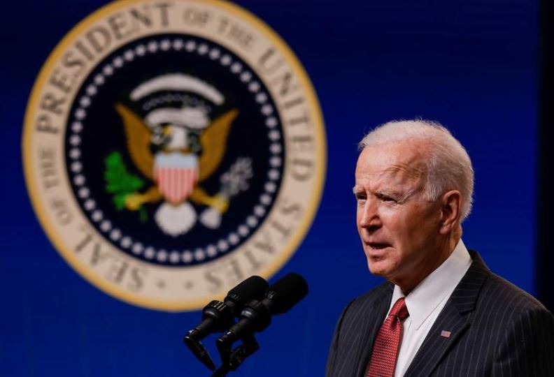 FILE PHOTO: U.S. President Joe Biden delivers remarks on the political situation in Myanmar at the White House in Washington, U.S., February 10, 2021. REUTERS/Carlos Barria