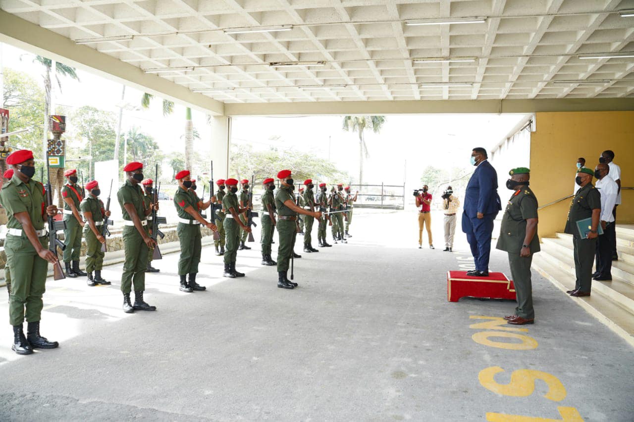 President and Commander-in-Chief of the Armed Forces, Irfaan Ali being saluted at GDF’s Annual Officers’ Conference at the National Cultural Centre on Thursday