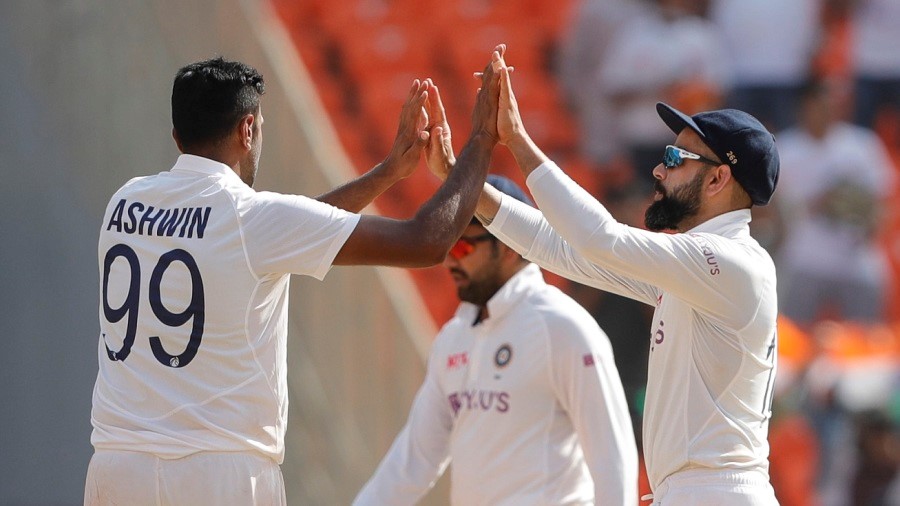 Virat Kohli and R Ashwin celebrate after the fall of the last England wicket  BCCI 