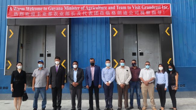 Agriculture Minister Zulfikar Mustapha, Foreign Secretary Robert Persaud along with officials from Grandeast Inc. Other officials from the Ministry of Agriculture also pictured