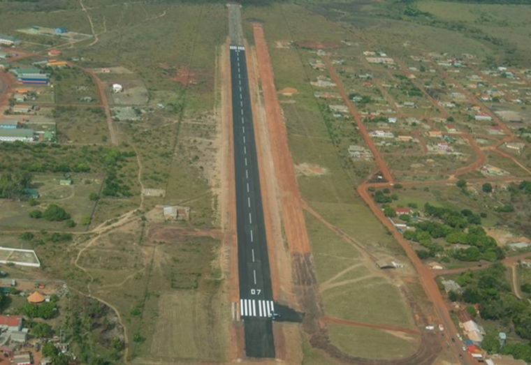 The extended Lethem aerodrome runway