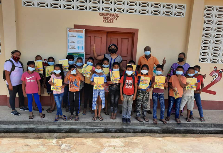 Students of the Kurupukari Primary School following a recent educational exercise undertaken by the school and the Iwokrama Rainforest Centre.