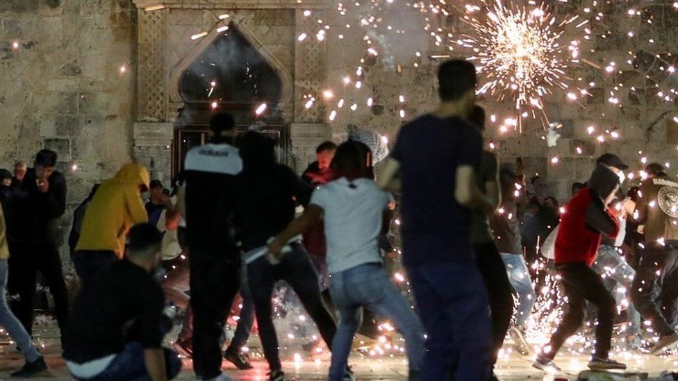 At least 163 Palestinians and six Israeli police officers were hurt in Jerusalem, emergency services and police said (Reuters)