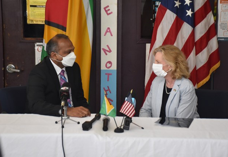 Minister of Health, Dr. Frank Anthony and U.S. Ambassador to Guyana, Sarah-Ann Lynch.
