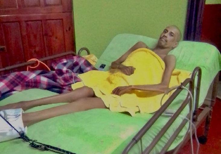 LIFE’S NOT EASY: Rickson Pancham, who has been confined to bed for years.