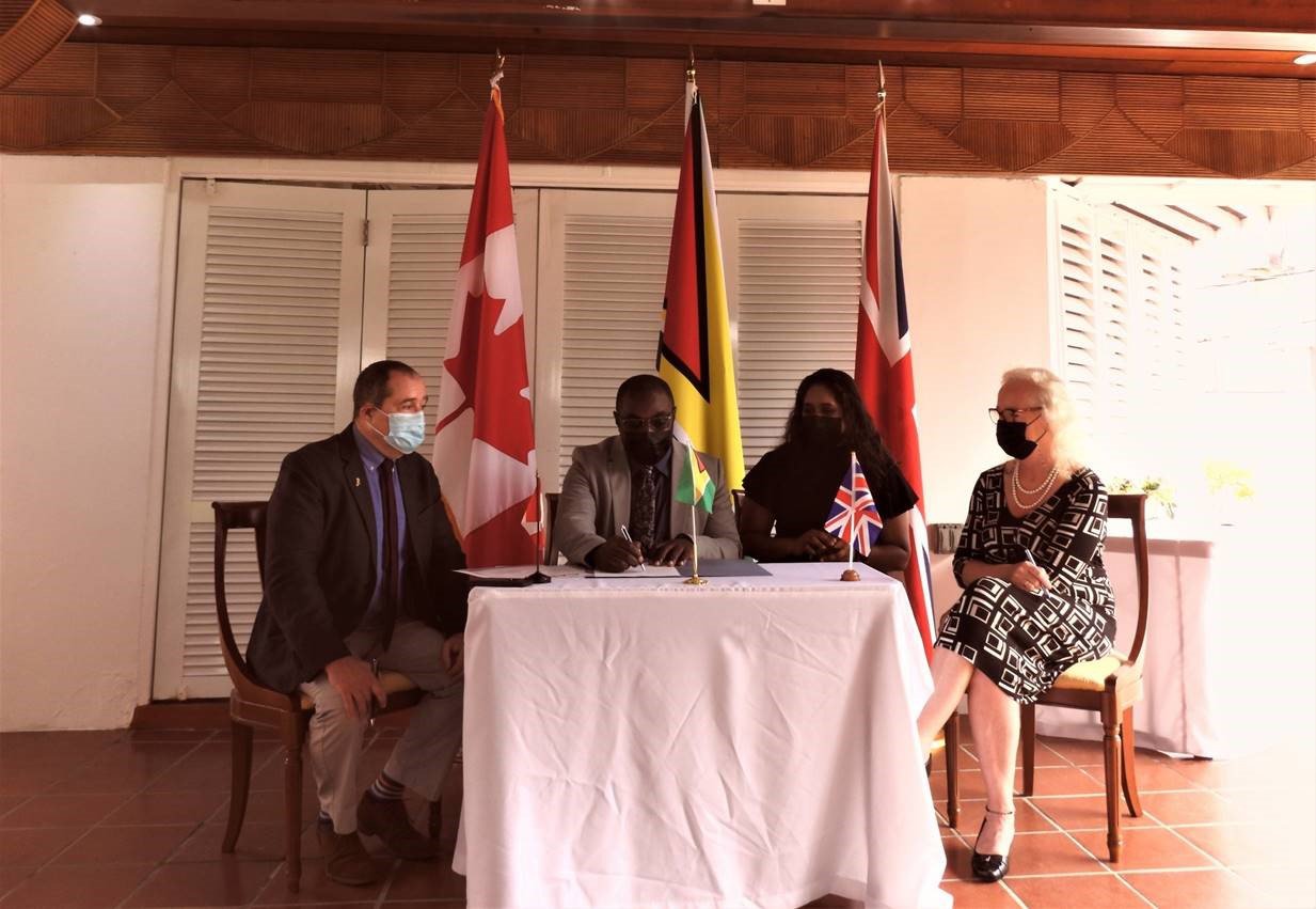 From left: Canadian High Commissioner Mark Berman, Minister within the Office of the Prime Minister Kwame McCoy, President of the Guyana Press Association Nazima Raghubir and UK High Commissioner Jane Miller. 