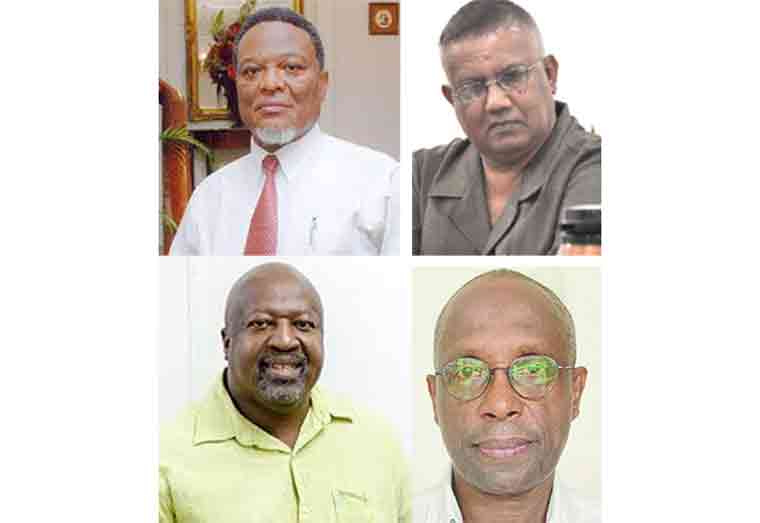 Top left: Guyana Ambassador to the USA, Samuel Hinds, top right: Former Chief Elections Officer, Gocool Boodoo, bottom left Political Scientist, David Hinds, bottom right: Political Analyst, Dr. Hernry Jeffrey