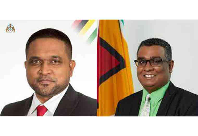 Left, Minister of Local Government and Regional Development, Nigel Dharamlall, MP, and right, APNU+AFC MP Ganesh Mahipaul