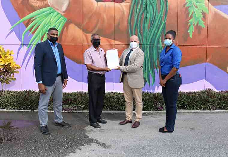 Chief Executive Officer of NAREI, Mr. Jagnarine Singh and General Manager of SBM Offshore, Mr. Francesco Prazzo after the signing of the MoU for funding of NAREI’s Mangrove Project on October 26, 2021.