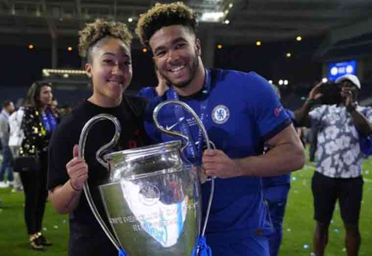 Lauren James joined her older brother on the pitch in Porto last season to celebrate Chelsea winning the Champions League final