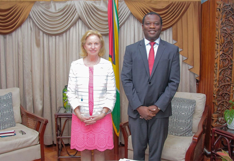 US Ambassador to Guyana, Sarah Lynch and Foreign Affairs Minister, Hugh Todd