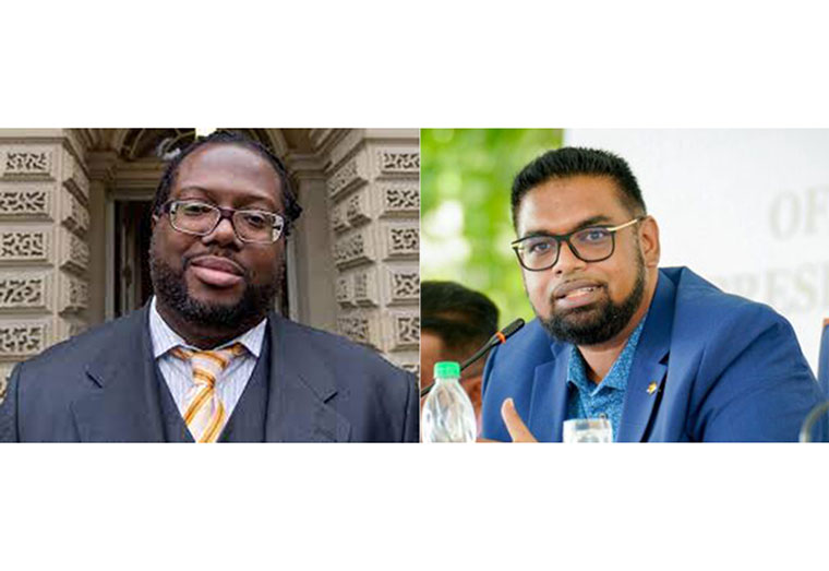 (L-R) Prominent Guyanese-Canadian Attorney-at-Law, Selwyn Pieters  and President Irfaan Ali