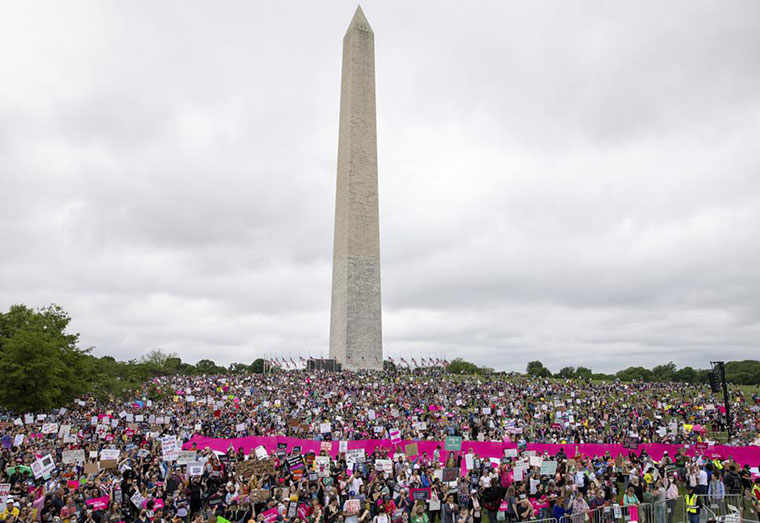Abortion rights demonstrators rally, Saturday, May 14, 2022, on the National Mall in Washington, during protests across the country. (AP Photo/Amanda Andrade-Rhoad