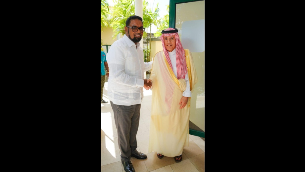 President Irfaan Ali (Left) and Prince Adel bin Ahmed Al-Jubeir (Google photo)