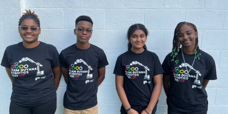 4 or the 5 members of Team Guyana 2022.
From left: Ariel Taylor, Keeland Cummings, Italy Ton-Chung,Lateisha  McArthur, Tarico Henry is missing