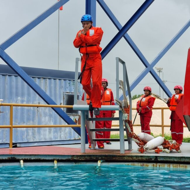 Customs Petroleum officers participating in the Tropical Helicopter Underwater Egress Training