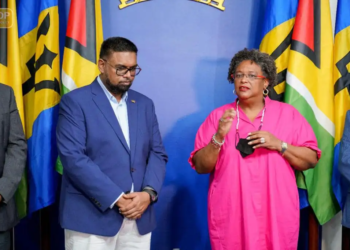 President Irfaan Ali and Prime Minister Mia Mottley (CARICOM Photo)