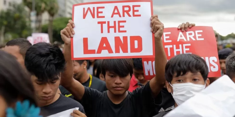 Indigenous people protest in Brazil about the need for greater protection for their lands