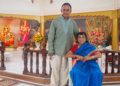 Sivindra Mangru, president of Peter’s Hall Mandir, with his mother