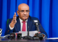 Vice President, Bharrat Jagdeo addressing the media during a press conference