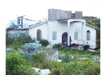 The St. Patrick Anglican Church, which was destroyed by fire (Guyana Fire Service photo)