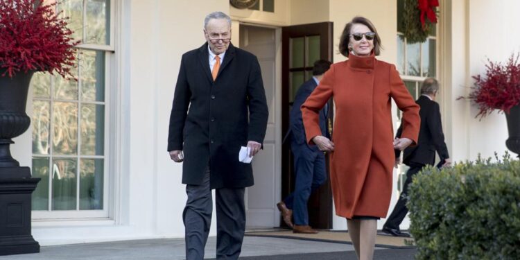 House Minority Leader Nancy Pelosi of Calif., right, and Senate Minority Leader Sen. Chuck Schumer of N.Y., left, walk out of the West Wing to speak to members of the media outside of the White House in Washington, Dec. 11, 2018, following a meeting with President Donald Trump. Pelosi's decision to step down from Democratic leadership after 20 years has many women admiring the way she wielded power. (AP Photo/Andrew Harnik, File)