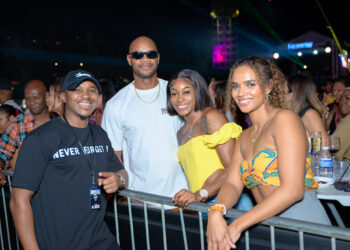 "(L-R) Regional Marketing Manager for Campari, distributors of Hennessy, Kamal Powell, Asafa Powell, Elaine Thompson-Herah, and Alyshia Powell"