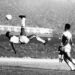 Pele’s scissors kick, 1968, an inventive play in the game. Credit: Associated Press