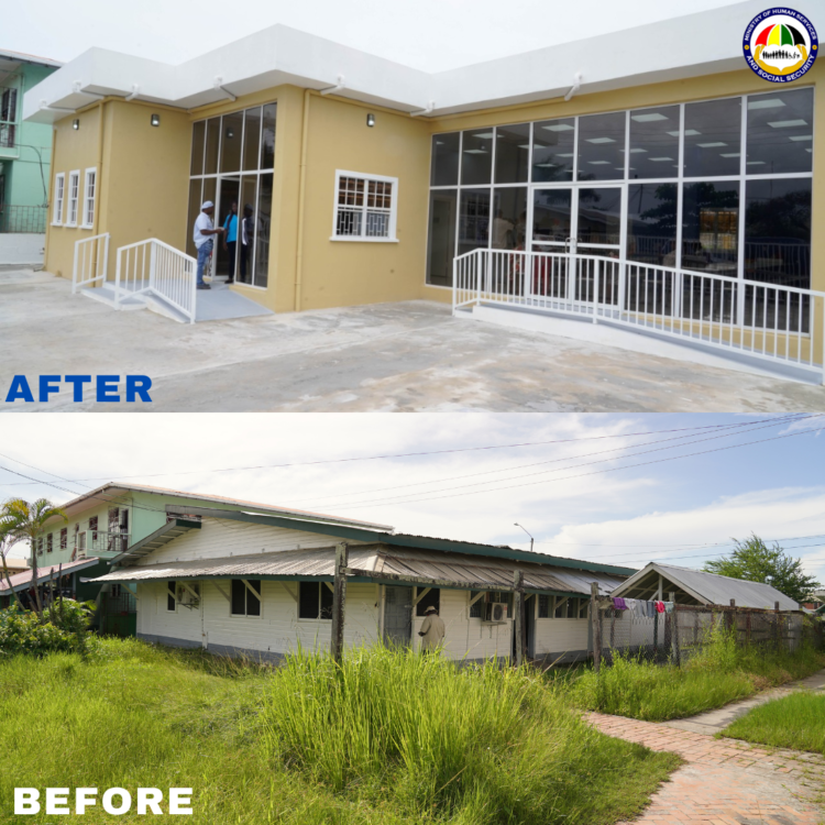A before and after comparison of the facility