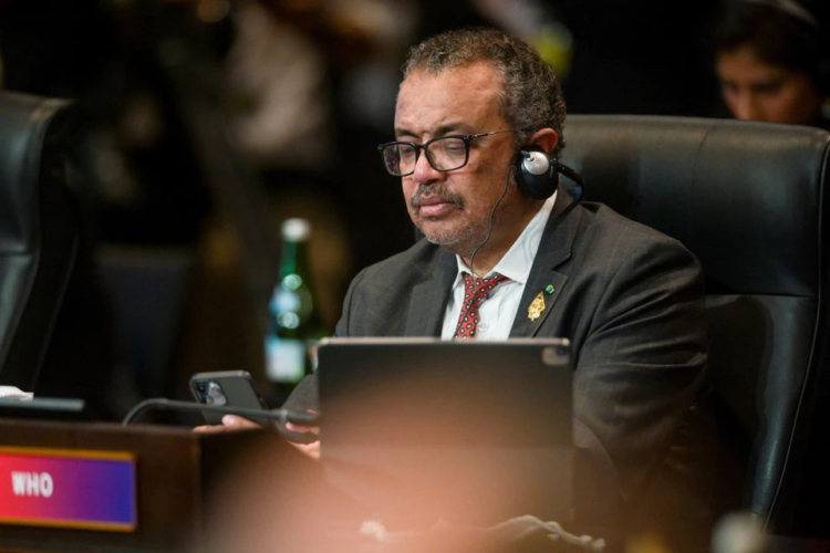 WHO Director-General Tedros Adhanom Ghebreyesus attends a working session on energy and food security during the G20 Summit in Nusa Dua on the Indonesian resort island of Bali on November 15, 2022. BAY ISMOYO/Pool via REUTERS