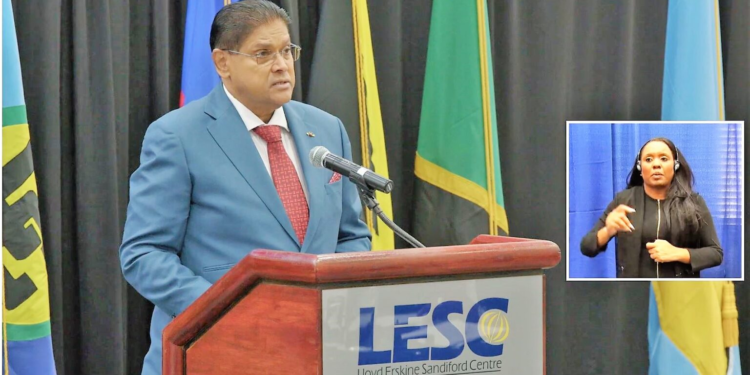 CARICOM Chair, H.E. Chandrikapersad Santokhi, President of Suriname, addresses the opening of the CARICOM-Cuba Summit