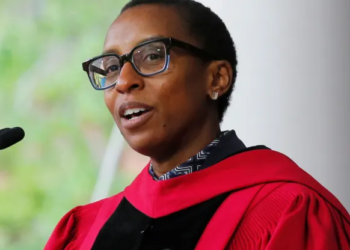 Claudine Gay, Dean of the Faculty of Arts and Sciences, speaks during the 368th Commencement Exercises at Harvard University in Cambridge, Massachusetts, May 30, 2019.Brian Snyder | Reuters