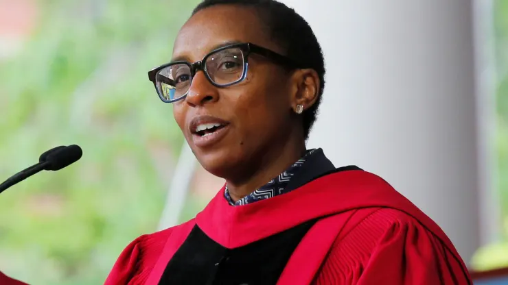 Claudine Gay, Dean of the Faculty of Arts and Sciences, speaks during the 368th Commencement Exercises at Harvard University in Cambridge, Massachusetts, May 30, 2019.Brian Snyder | Reuters