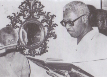 Desmond Hoyte being sworn in as President on 6 August 1985 after the death of President Forbes Burnham