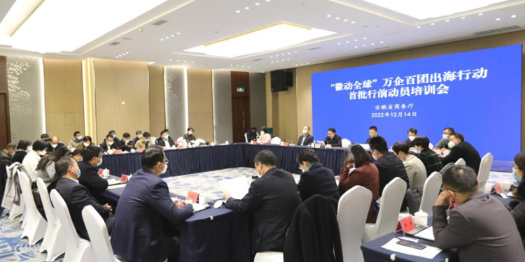 A training activity is held as a warm-up before the local enterprises start their overseas trips to seek business opportunities with government support, in Hefei, east China's Anhui Province, on December 14 (XINHUA)