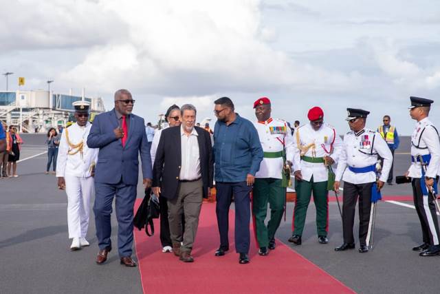 Prime Minister of St Vincent and the Grenadines, Dr Ralph Gonsalves arrives for official four-day visit (DPI Photo)